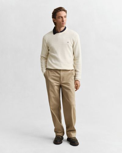GANT Rundhalspullover mit Mini-Zopfmuster