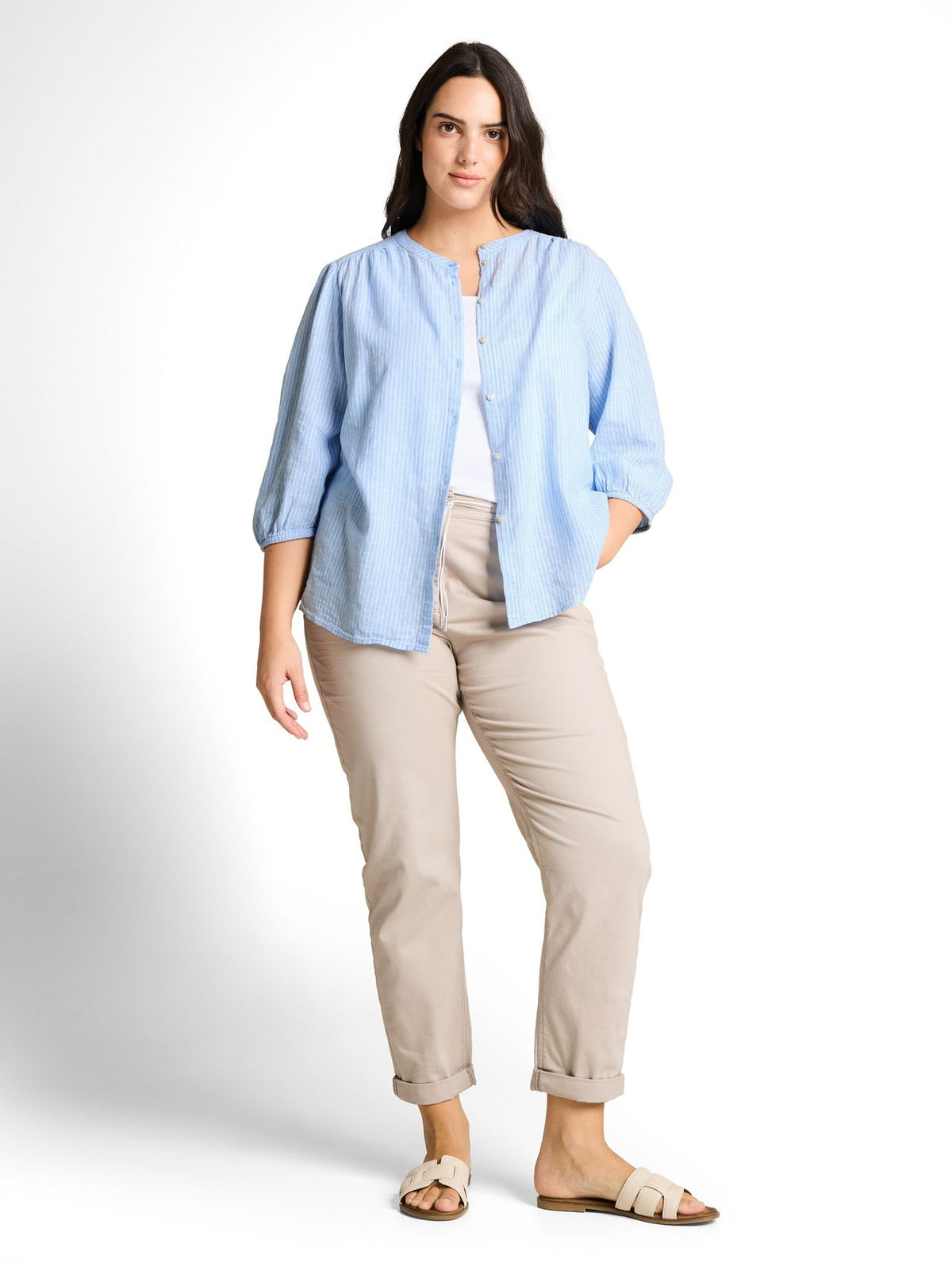 Plus Size - Bluse mit Leinenanteil