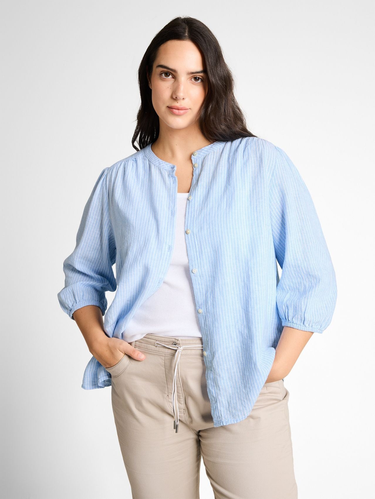 Plus Size - Bluse mit Leinenanteil