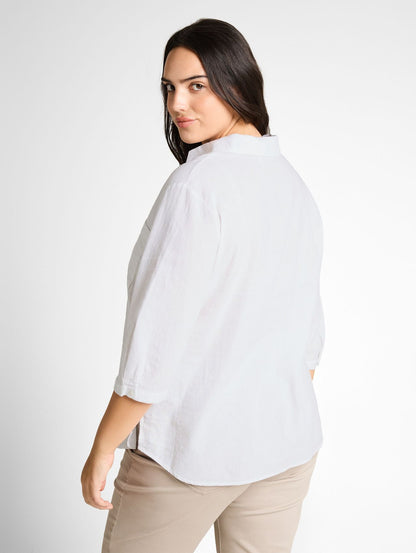 Plus Size - Hemdbluse mit Leinenanteil