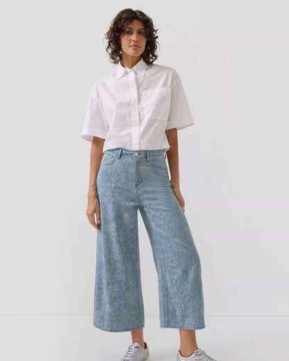 S.OLIVER Culotte-Jeans aus Denimjacquard