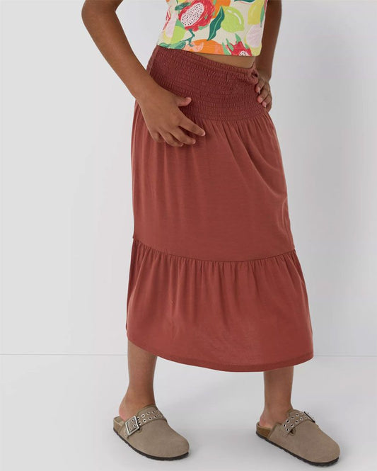 OLIVER TWIST Jersey-Midirock mit Smok-Detail