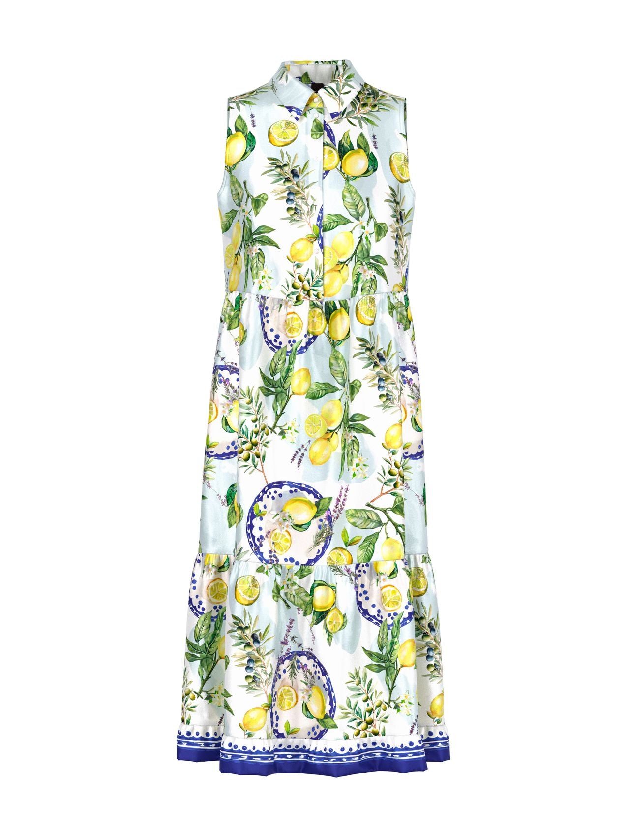MARC CAIN Viskose-Kleid mit Zitronen-Oliven-Print