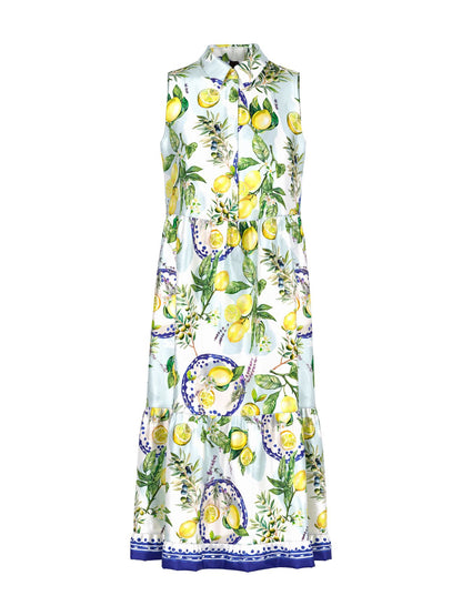 MARC CAIN Viskose-Kleid mit Zitronen-Oliven-Print