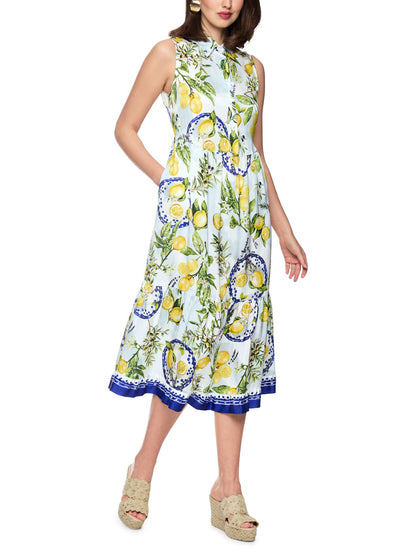 MARC CAIN Viskose-Kleid mit Zitronen-Oliven-Print