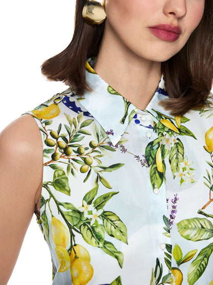 MARC CAIN Viskose-Kleid mit Zitronen-Oliven-Print