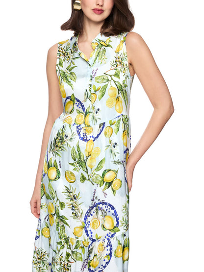 MARC CAIN Viskose-Kleid mit Zitronen-Oliven-Print