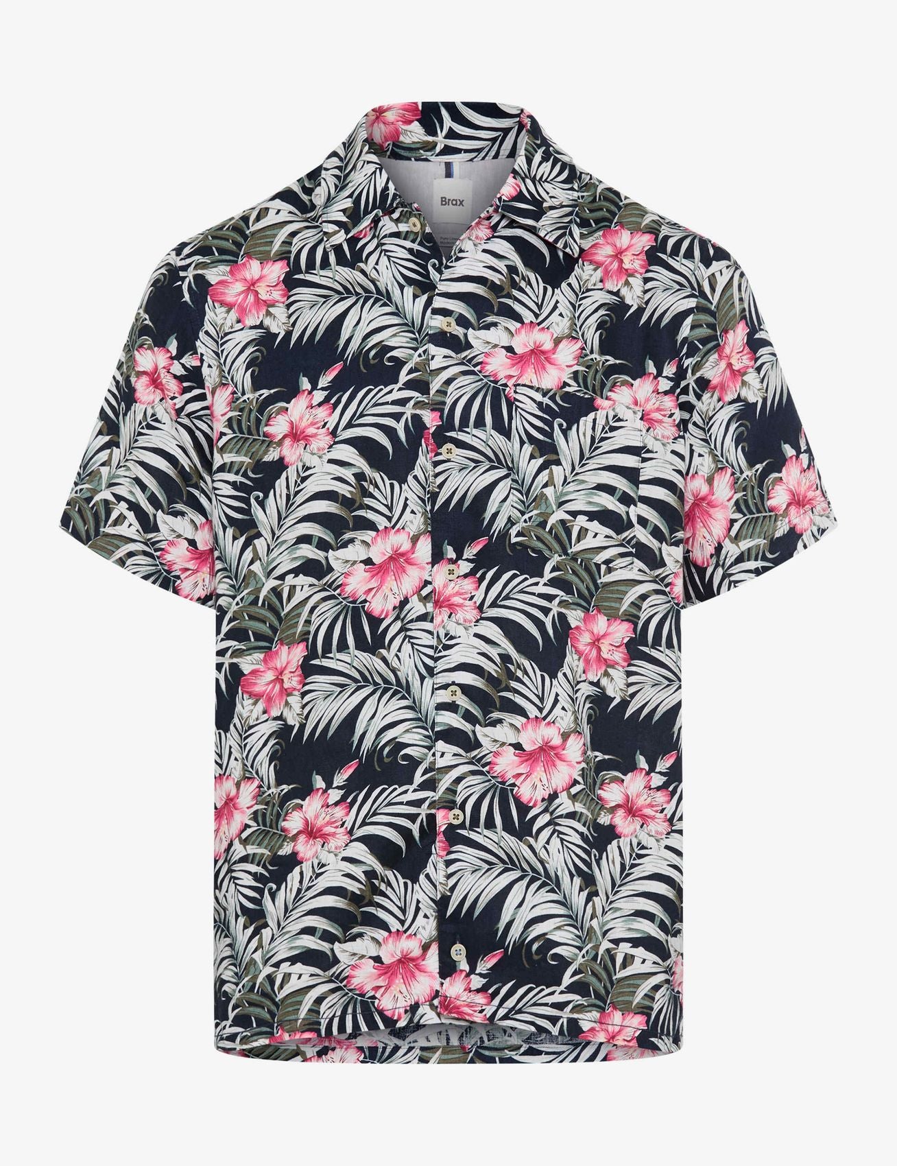 BRAX Kurzes Leinenhemd mit Blumenmuster "Style Luke"