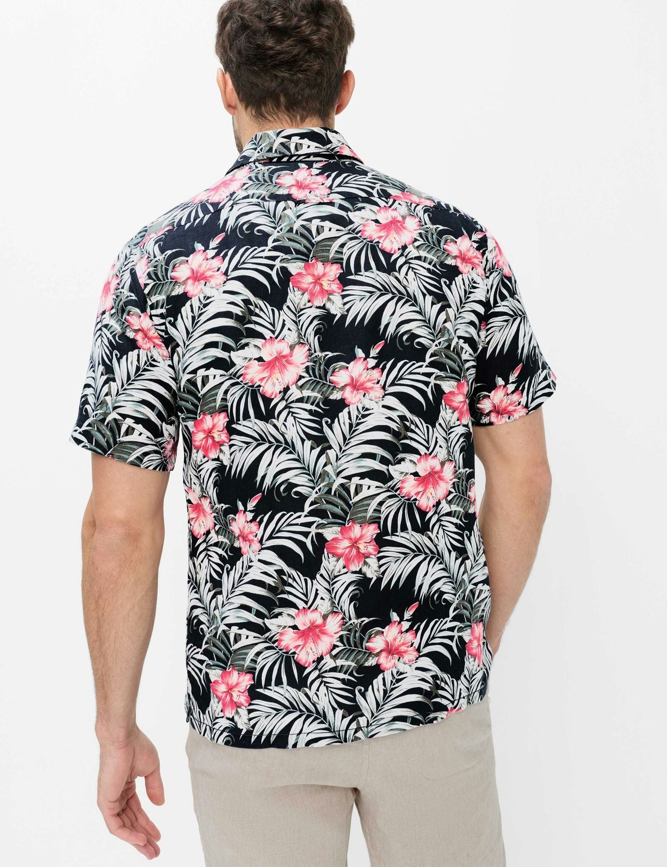 BRAX Kurzes Leinenhemd mit Blumenmuster "Style Luke"