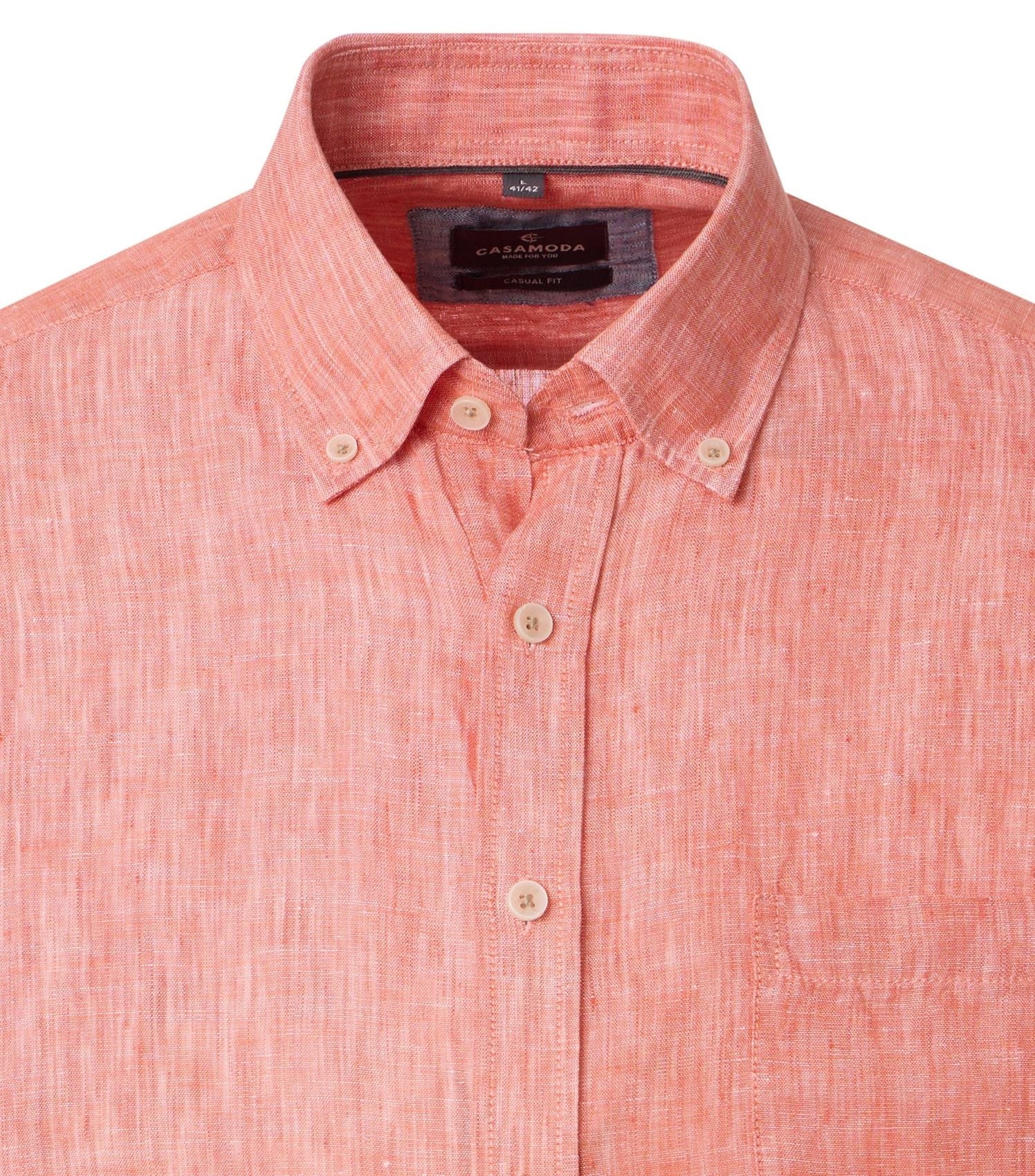 CASA MODA Kurzarm-Leinenhemd mit Button-Down Kragen