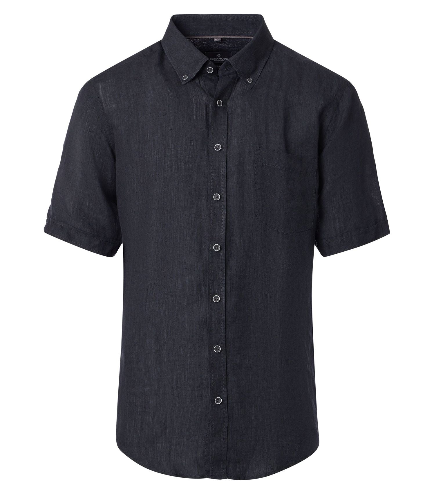 CASA MODA Kurzarm-Leinenhemd mit Button-Down Kragen