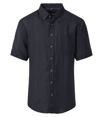 CASA MODA Kurzarm-Leinenhemd mit Button-Down Kragen