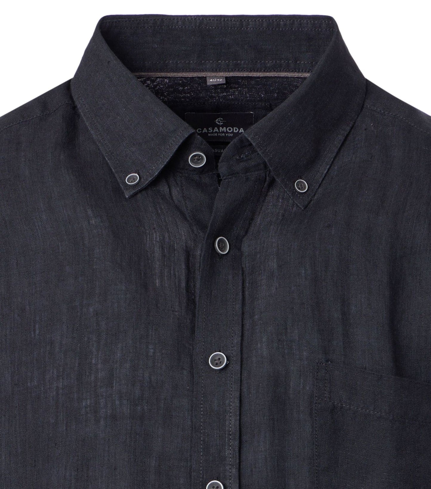CASA MODA Kurzarm-Leinenhemd mit Button-Down Kragen