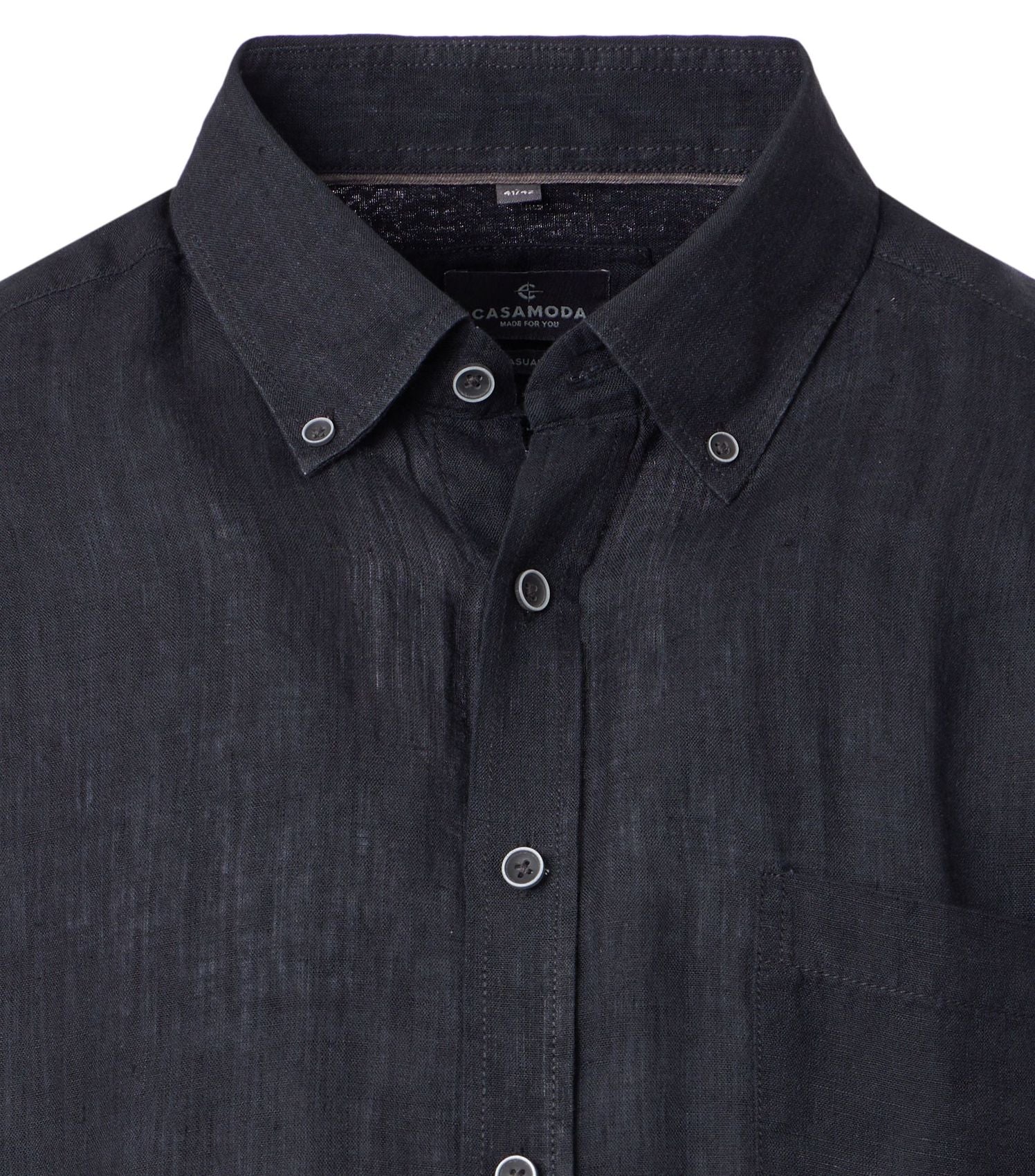 CASA MODA Kurzarm-Leinenhemd mit Button-Down Kragen