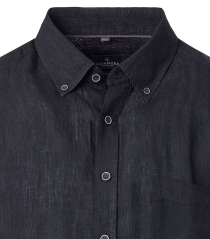 CASA MODA Kurzarm-Leinenhemd mit Button-Down Kragen