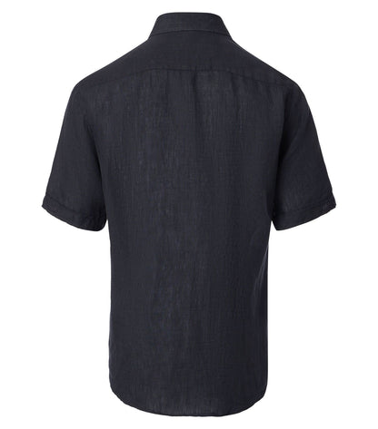 CASA MODA Kurzarm-Leinenhemd mit Button-Down Kragen