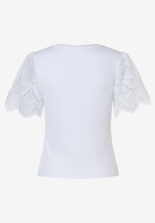 MORE & MORE Rippenshirt mit Spitzenärmel