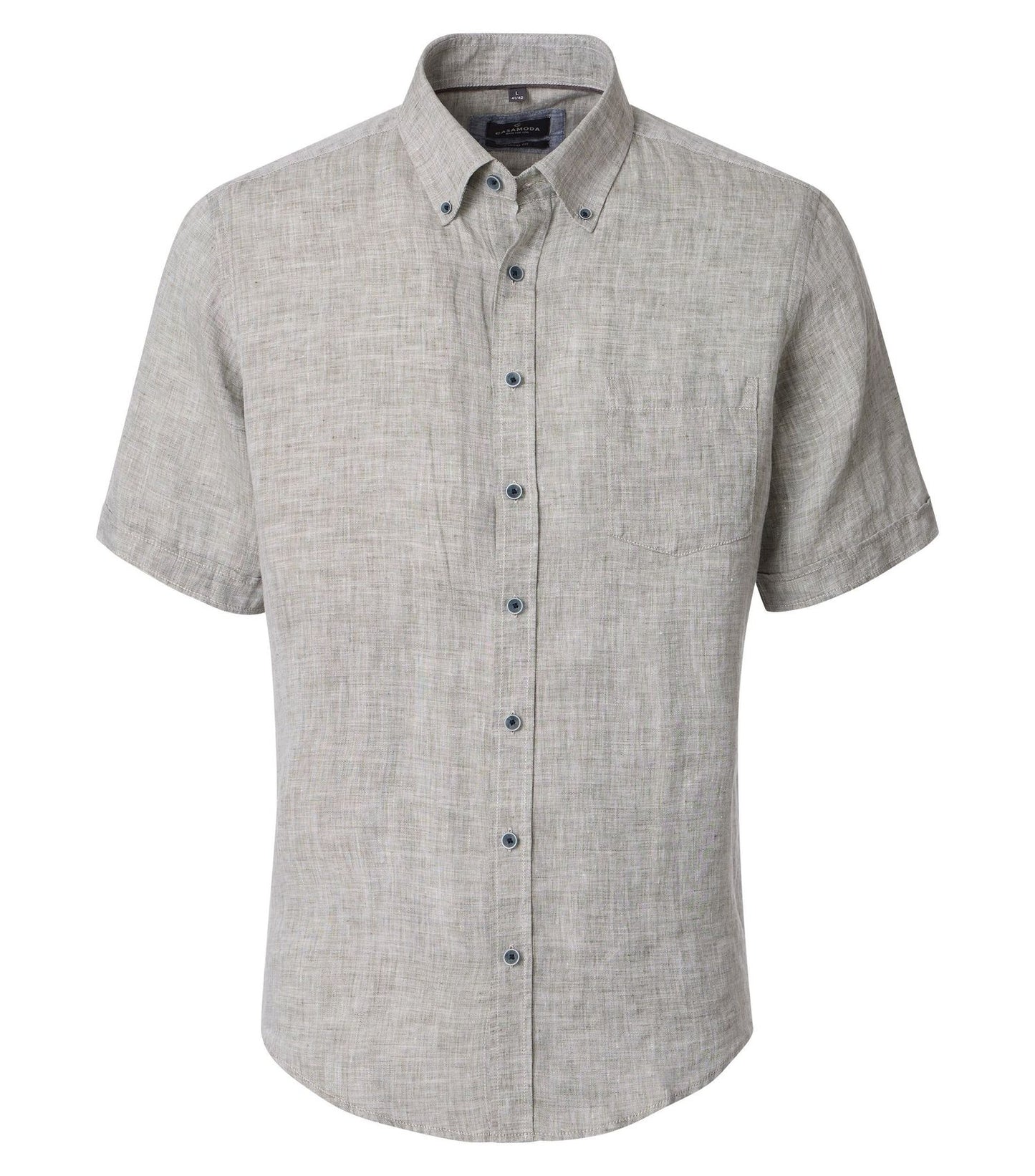CASA MODA Kurzarm-Leinenhemd mit Button-Down Kragen