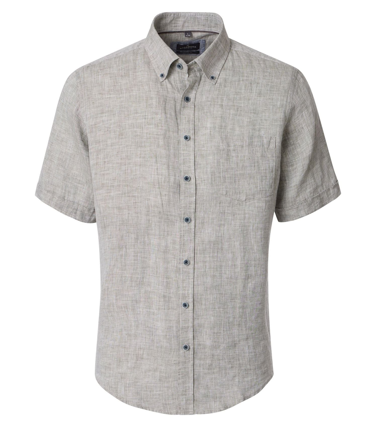 CASA MODA Kurzarm-Leinenhemd mit Button-Down Kragen