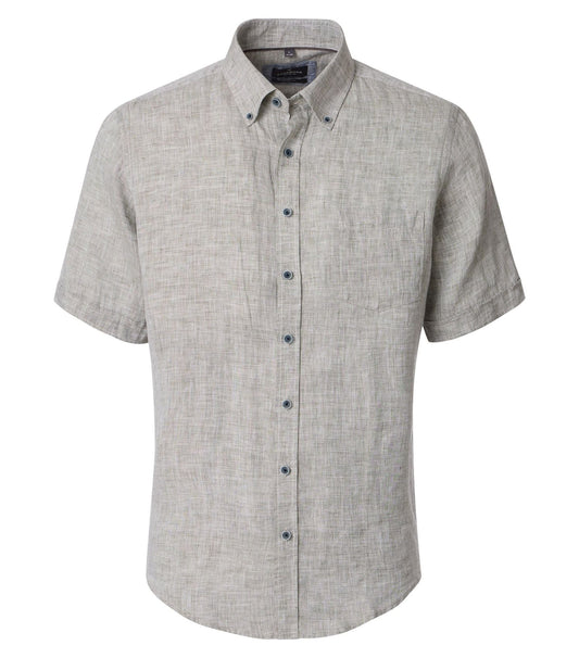 CASA MODA Kurzarm-Leinenhemd mit Button-Down Kragen