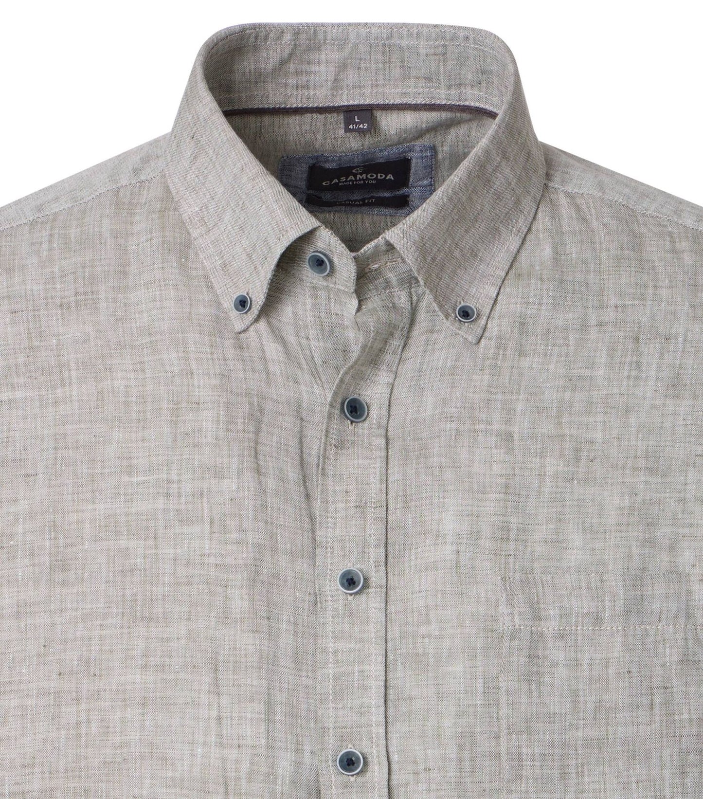 CASA MODA Kurzarm-Leinenhemd mit Button-Down Kragen