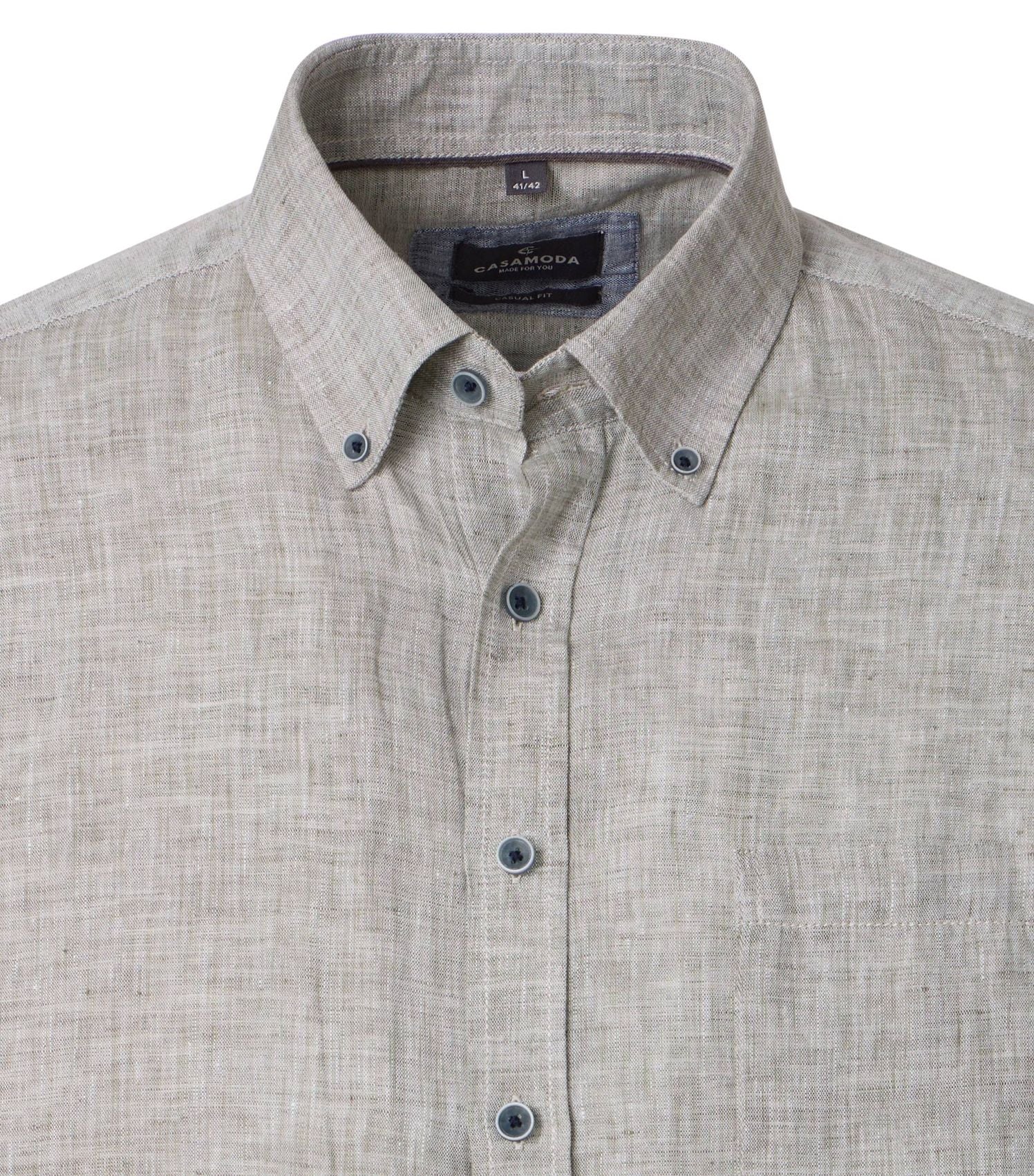 CASA MODA Kurzarm-Leinenhemd mit Button-Down Kragen