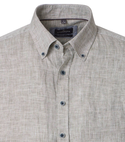 CASA MODA Kurzarm-Leinenhemd mit Button-Down Kragen