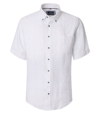 CASA MODA Kurzarm-Leinenhemd mit Button-Down Kragen XXL
