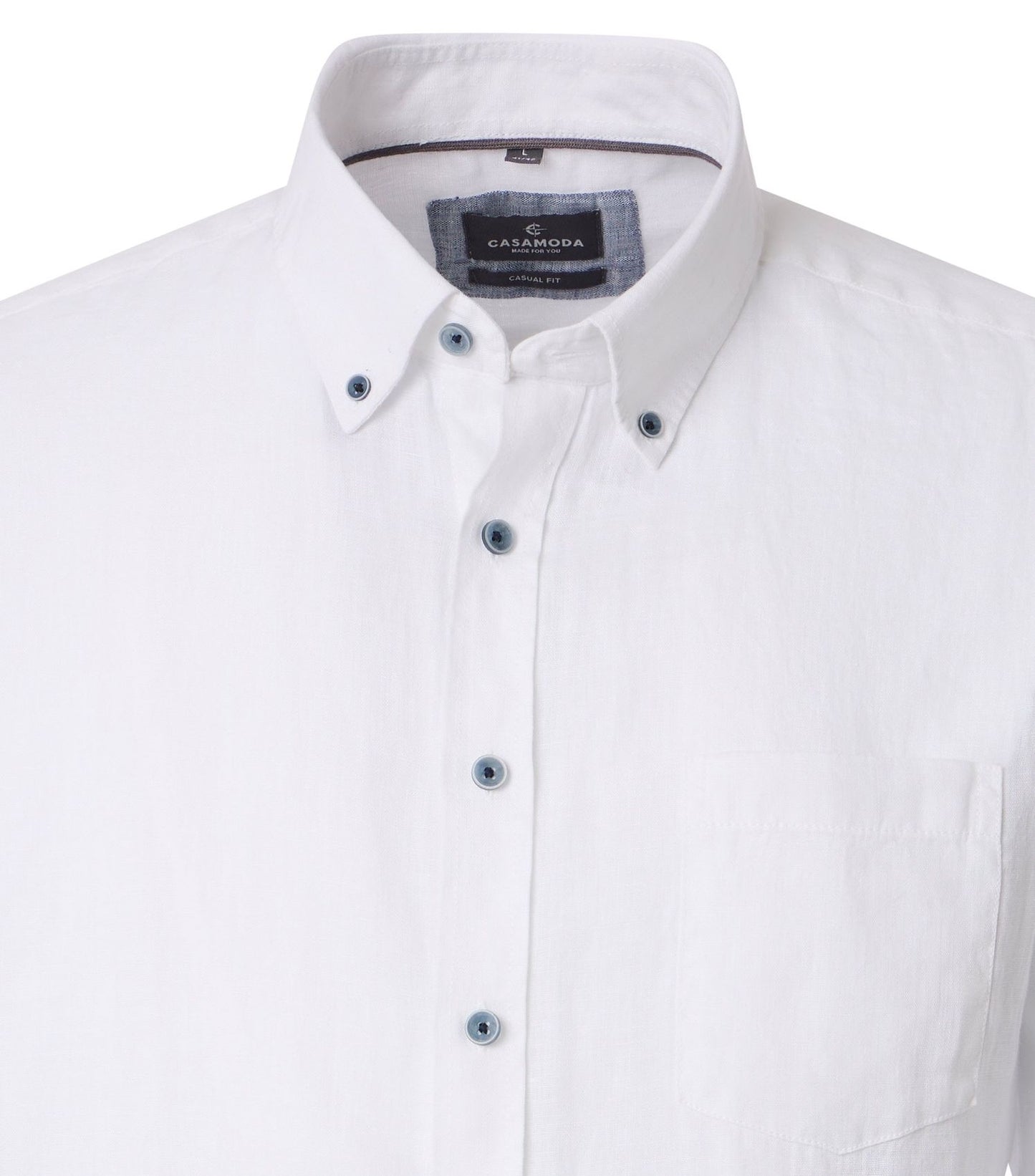 CASA MODA Kurzarm-Leinenhemd mit Button-Down Kragen