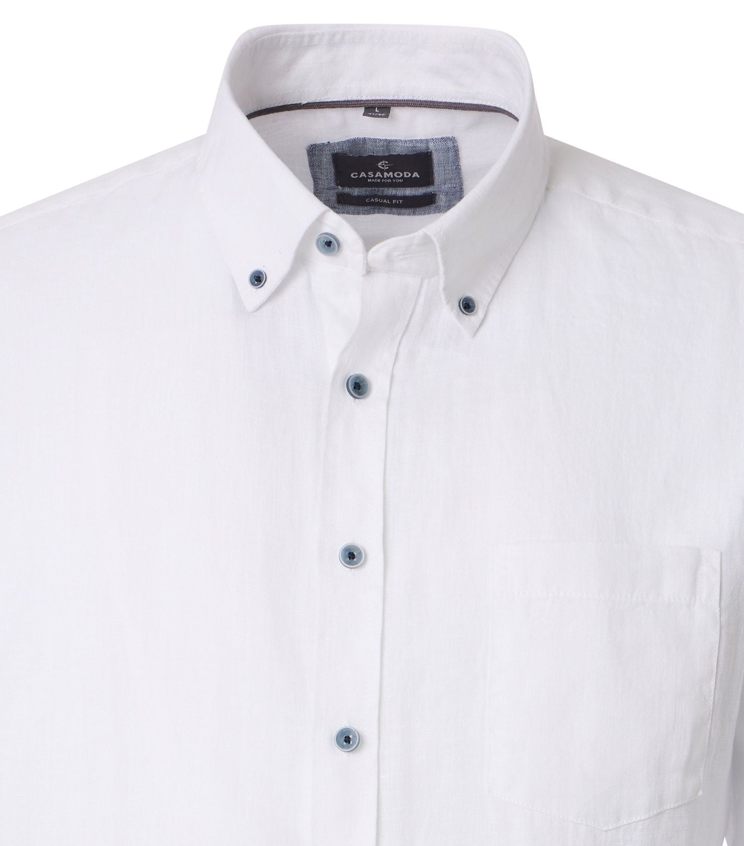 CASA MODA Kurzarm-Leinenhemd mit Button-Down Kragen