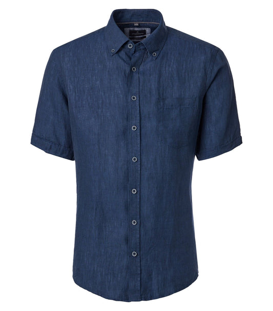 CASA MODA Kurzarm-Leinenhemd mit Button-Down Kragen XL