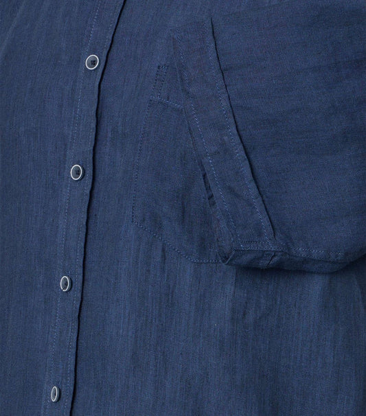 CASA MODA Kurzarm-Leinenhemd mit Button-Down Kragen