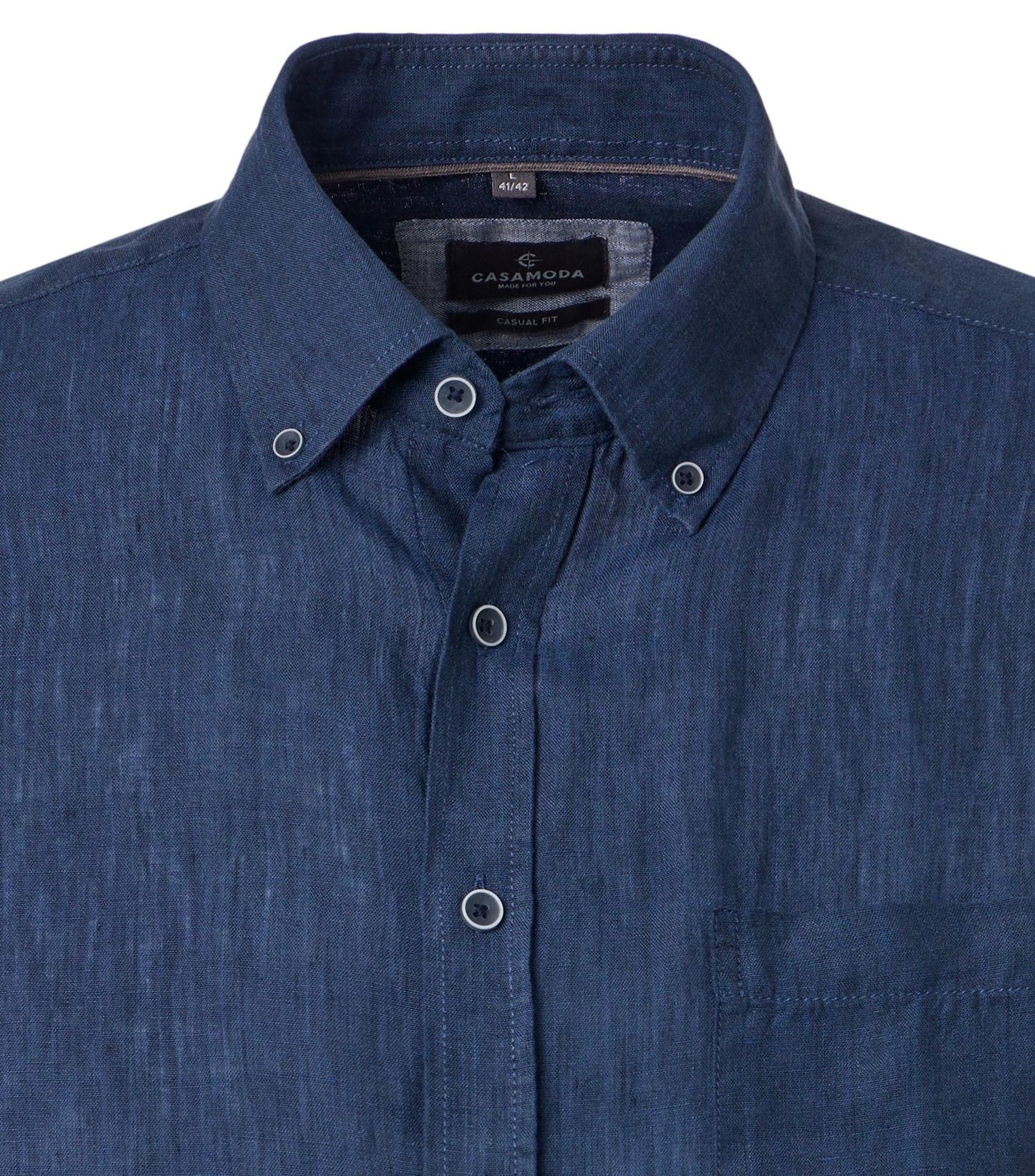 CASA MODA Kurzarm-Leinenhemd mit Button-Down Kragen