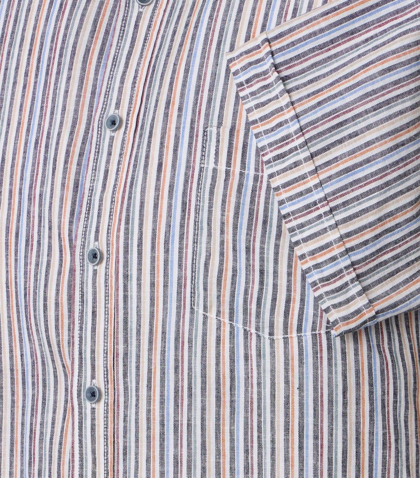 CASA MODA Gemustertes Leinenmix-Kurzarmhemd