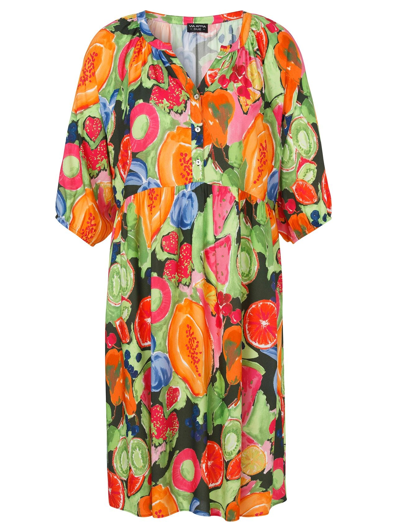 Kleid V-Ausschnitt 3/4 Arm Druck