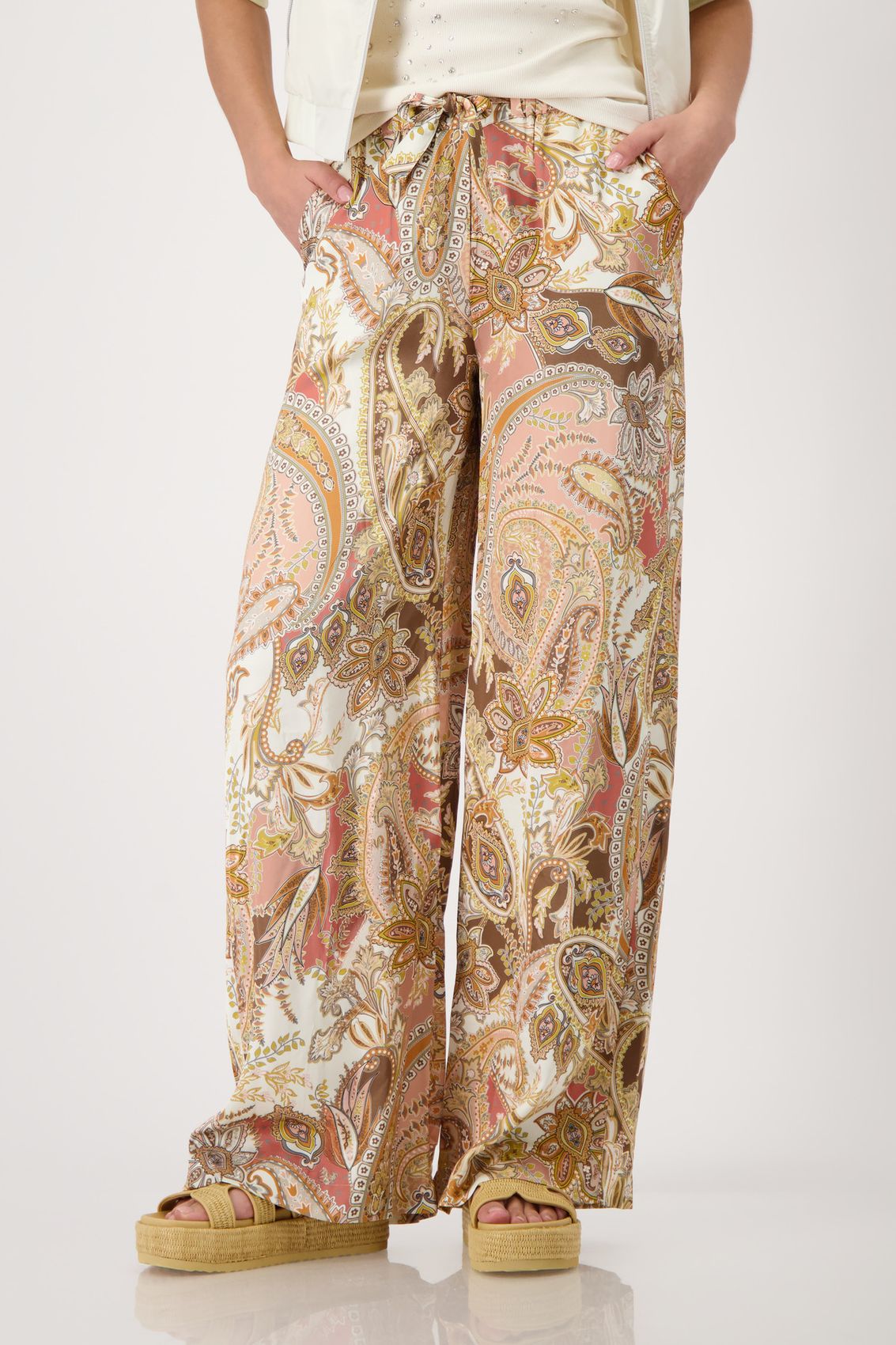 MONARI Hose, mocca gemustert