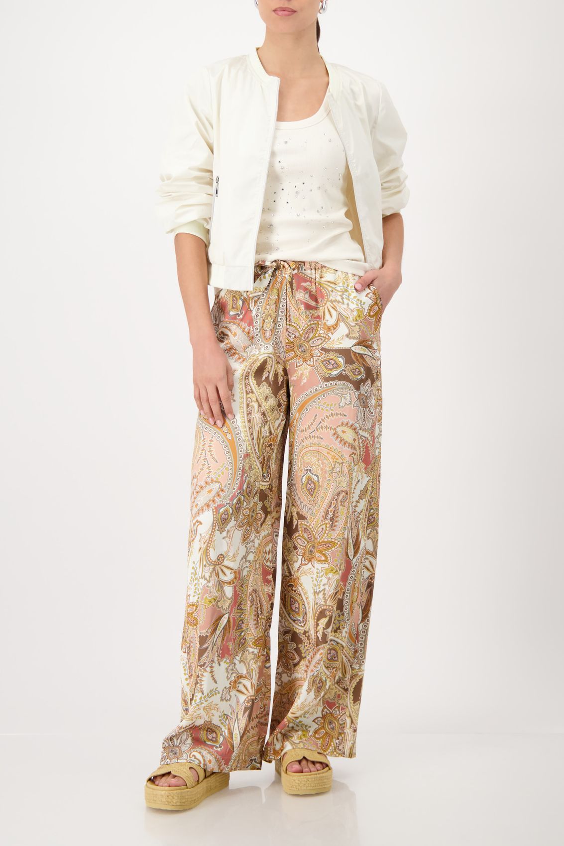 MONARI Hose, mocca gemustert