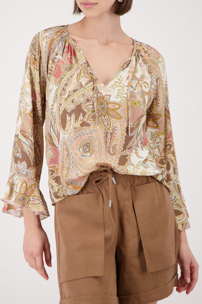 MONARI Bluse, mocca gemustert