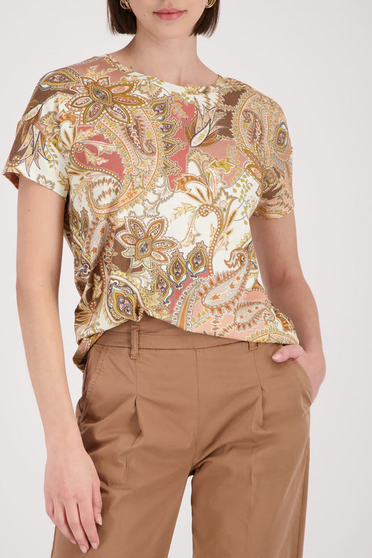 MONARI T-Shirt, mocca gemustert 40
