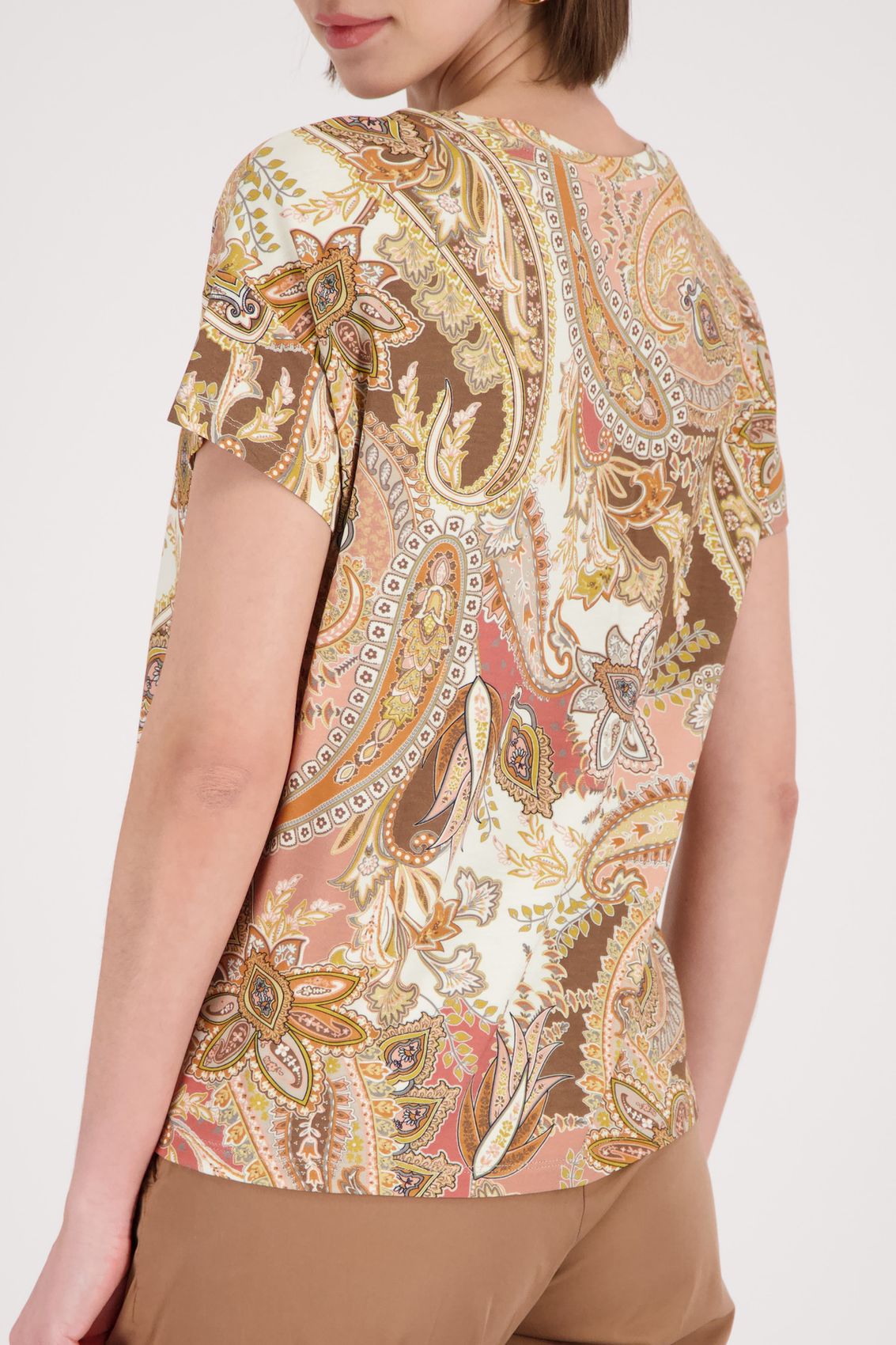 MONARI T-Shirt, mocca gemustert