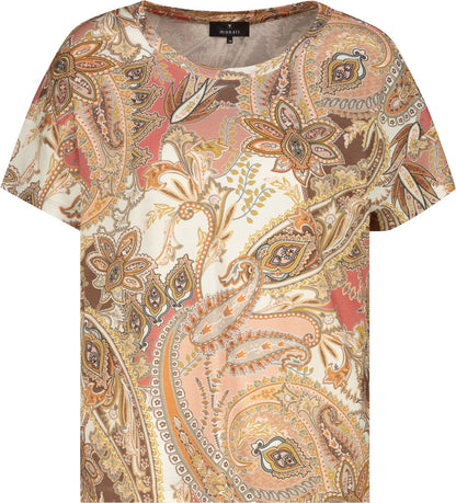 MONARI T-Shirt, mocca gemustert