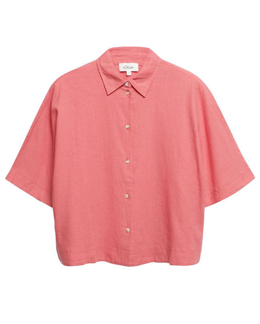 S.OLIVER Kurzarm-Bluse aus Leinenmix