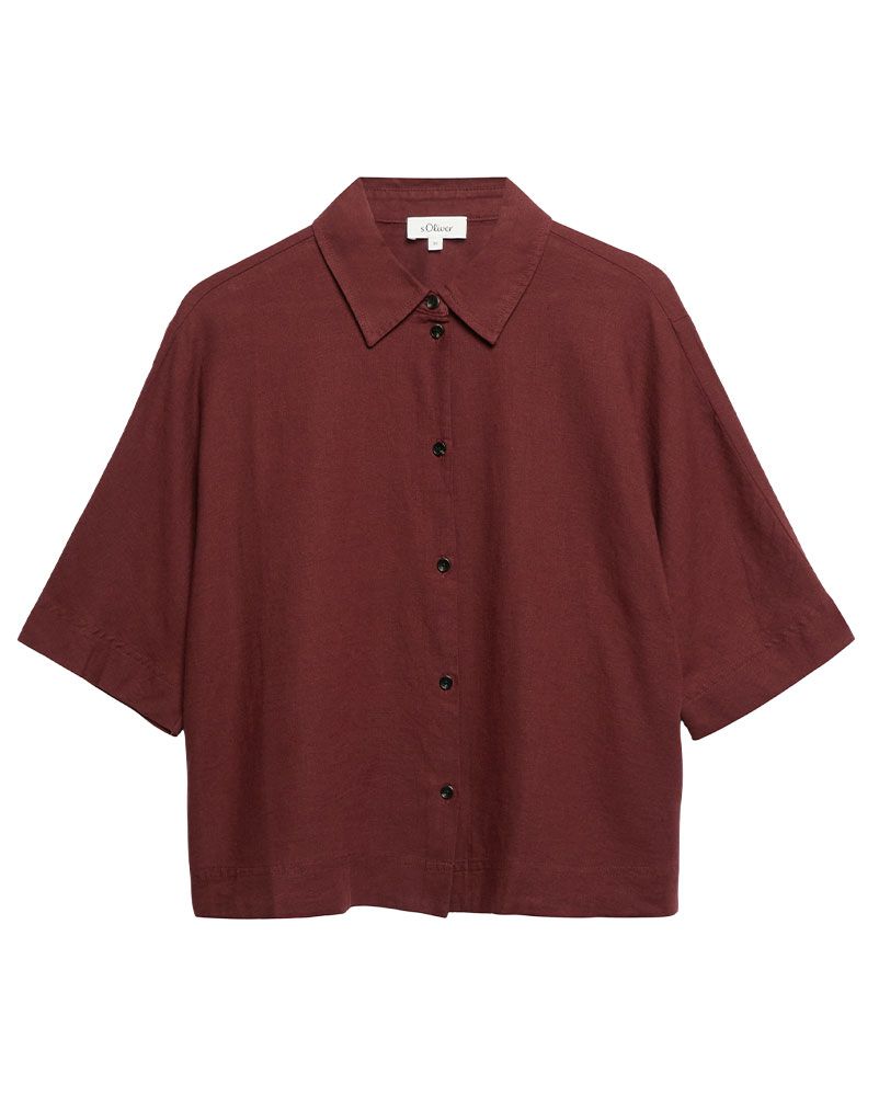 S.OLIVER Kurzarm-Bluse aus Leinenmix