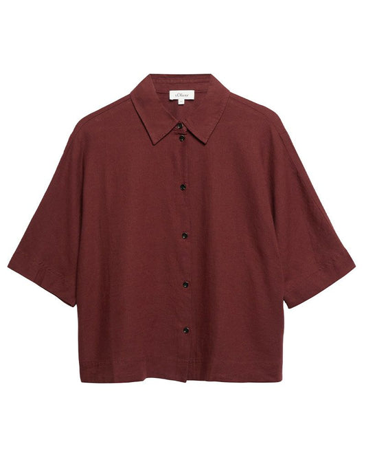 S.OLIVER Kurzarm-Bluse aus Leinenmix
