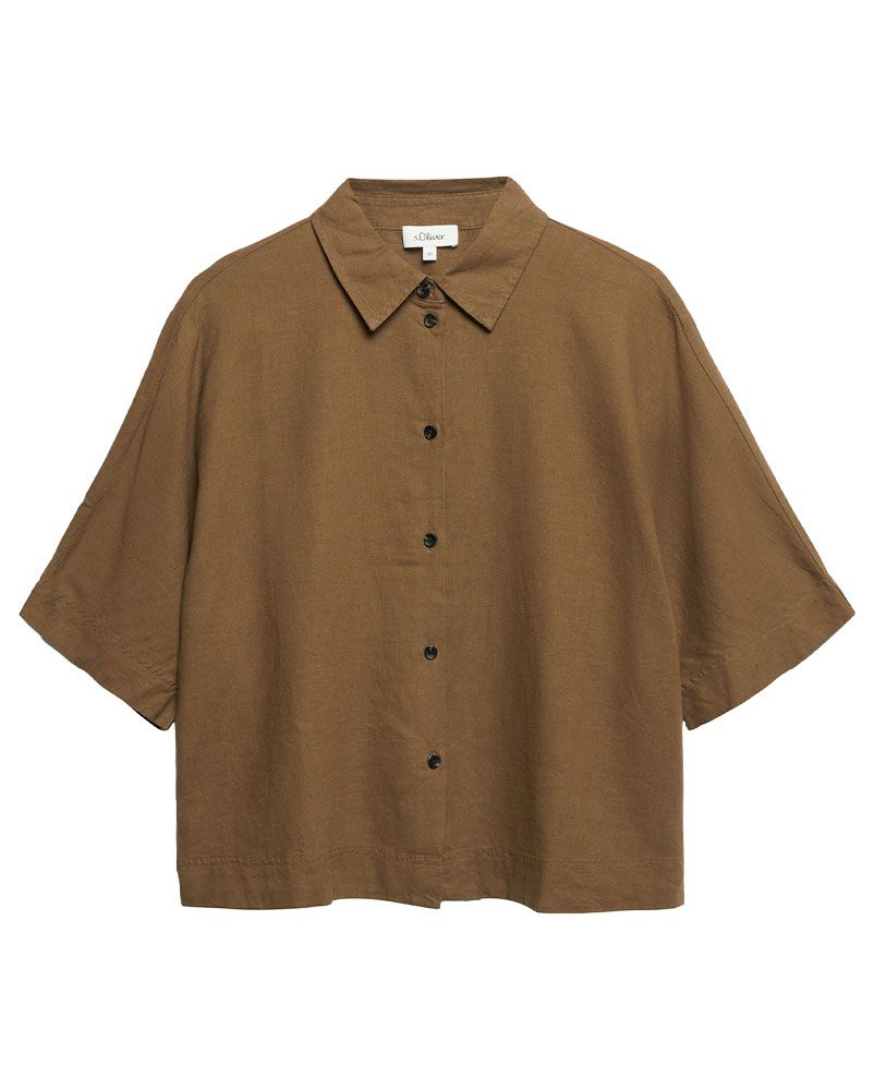 S.OLIVER Kurzarm-Bluse aus Leinenmix