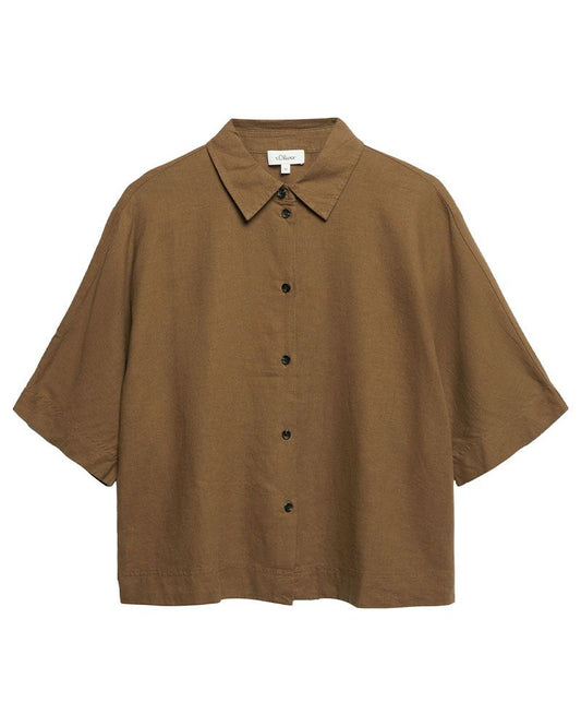 S.OLIVER Kurzarm-Bluse aus Leinenmix