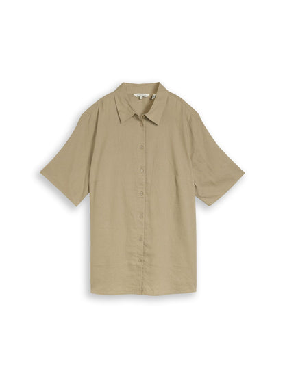 TOM TAILOR Plus Size - Loose Fit Bluse mit Leinenanteil 52