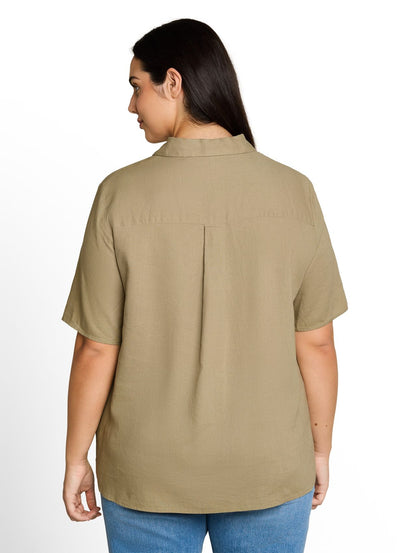 TOM TAILOR Plus Size - Loose Fit Bluse mit Leinenanteil