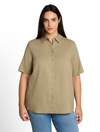 TOM TAILOR Plus Size - Loose Fit Bluse mit Leinenanteil