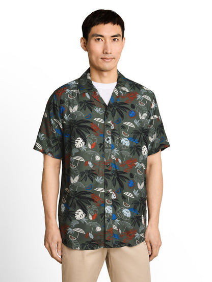 TOM TAILOR Regular Fit Resort Kurzarmhemd aus Viskose